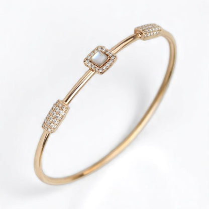 Geometric Natural Diamond Open Cuff Bracelet