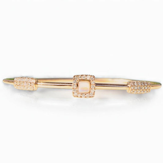 Geometric Natural Diamond Open Cuff Bracelet