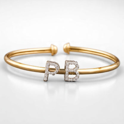Initials Natural Diamond Open Cuff Bracelet