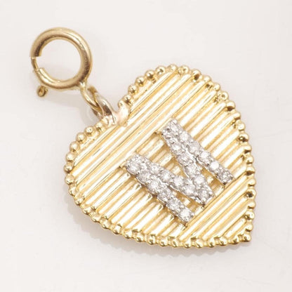 Heart Initial Natural Diamond Charm