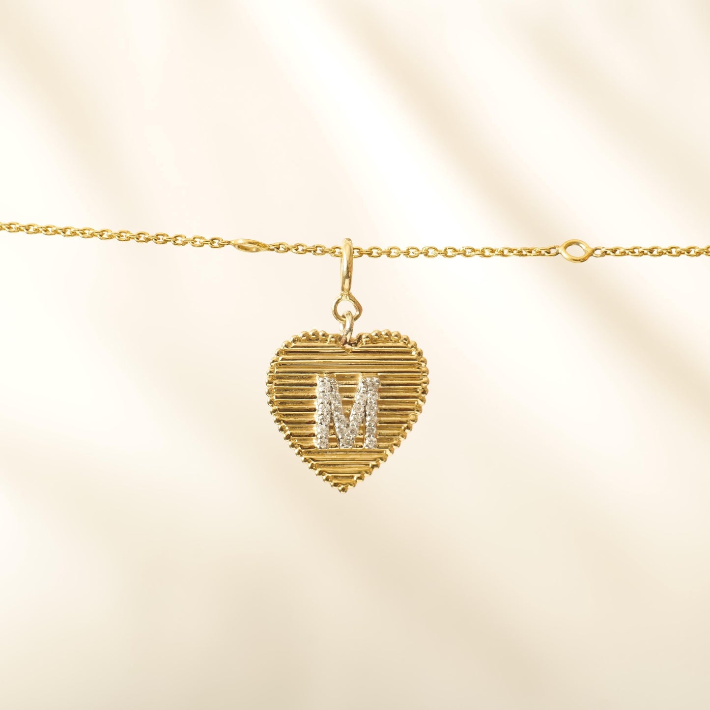 Heart Initial Natural Diamond Charm
