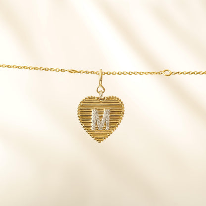 Heart Initial Natural Diamond Charm