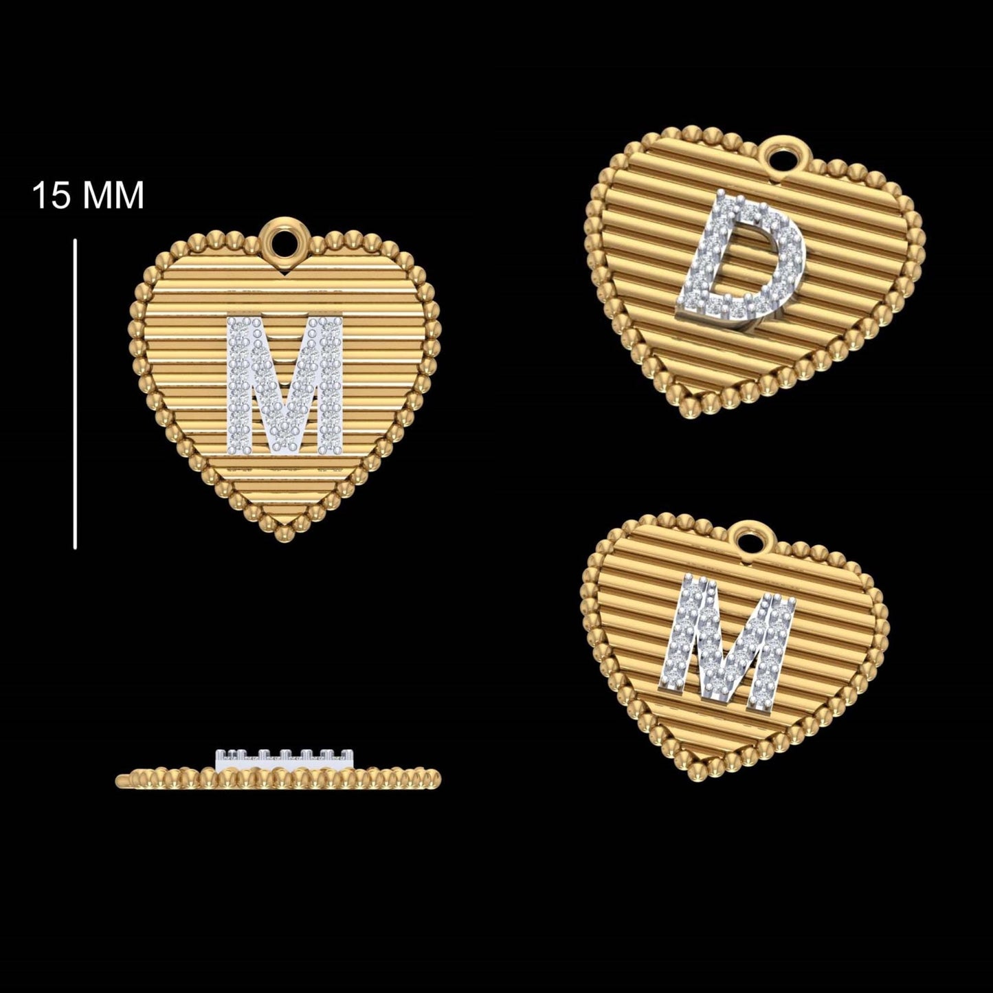 Heart Initial Natural Diamond Charm