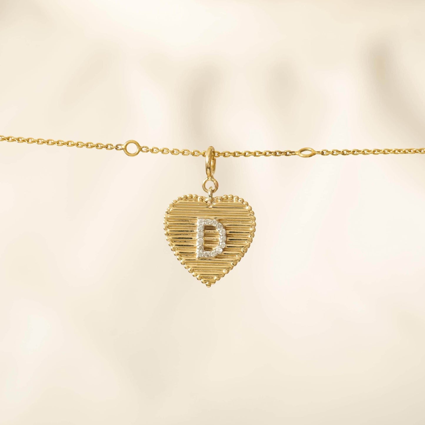 Heart Initial Natural Diamond Charm