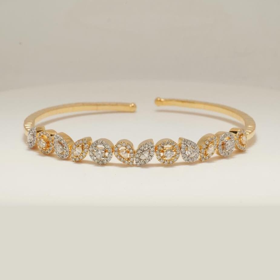 Pear & Marquise Cuff Natural Diamond Open Bracelet