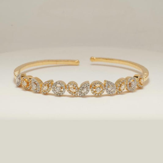 Pear & Marquise Cuff Natural Diamond Open Bracelet