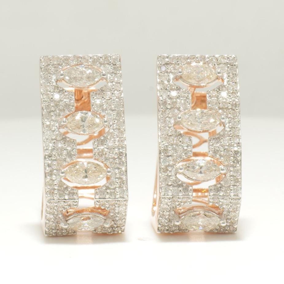Marquise Diamond Huggie Earrings