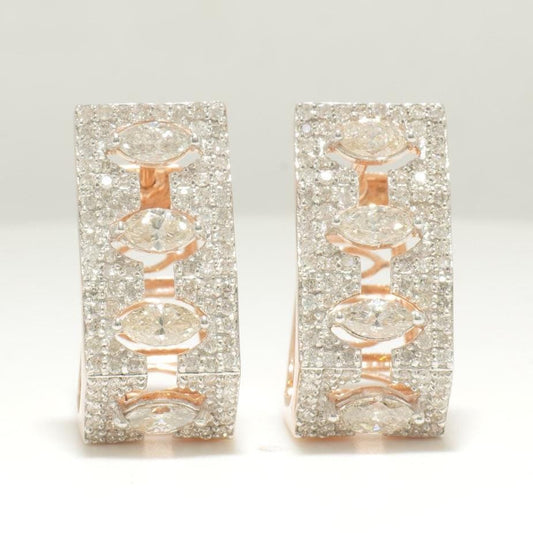 Marquise Diamond Huggie Earrings