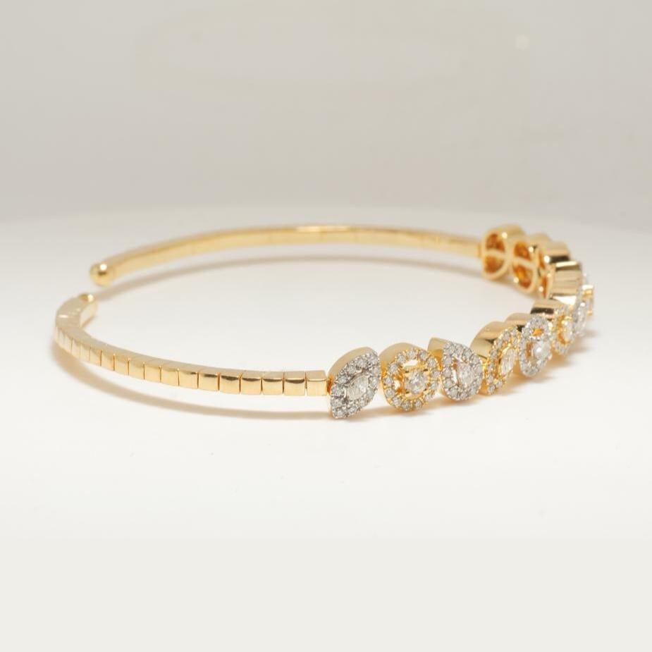 Pear & Marquise Cuff Natural Diamond Open Bracelet