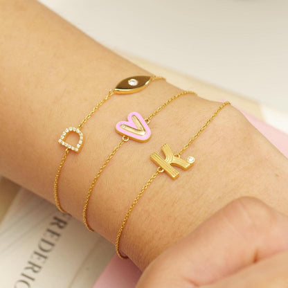 Personalized Flute Initial Diamond Bracelet