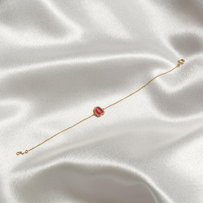 Personalized Initial Halo Diamond Enamel Bracelet