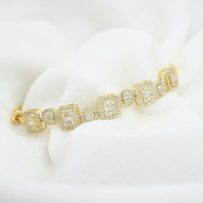 Geometric Halo Natural Diamond Wedding Bracelet
