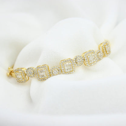 Geometric Halo Natural Diamond Wedding Bracelet