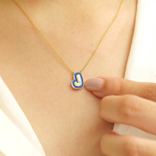 Personalized Initial Enamel Pendant Necklace