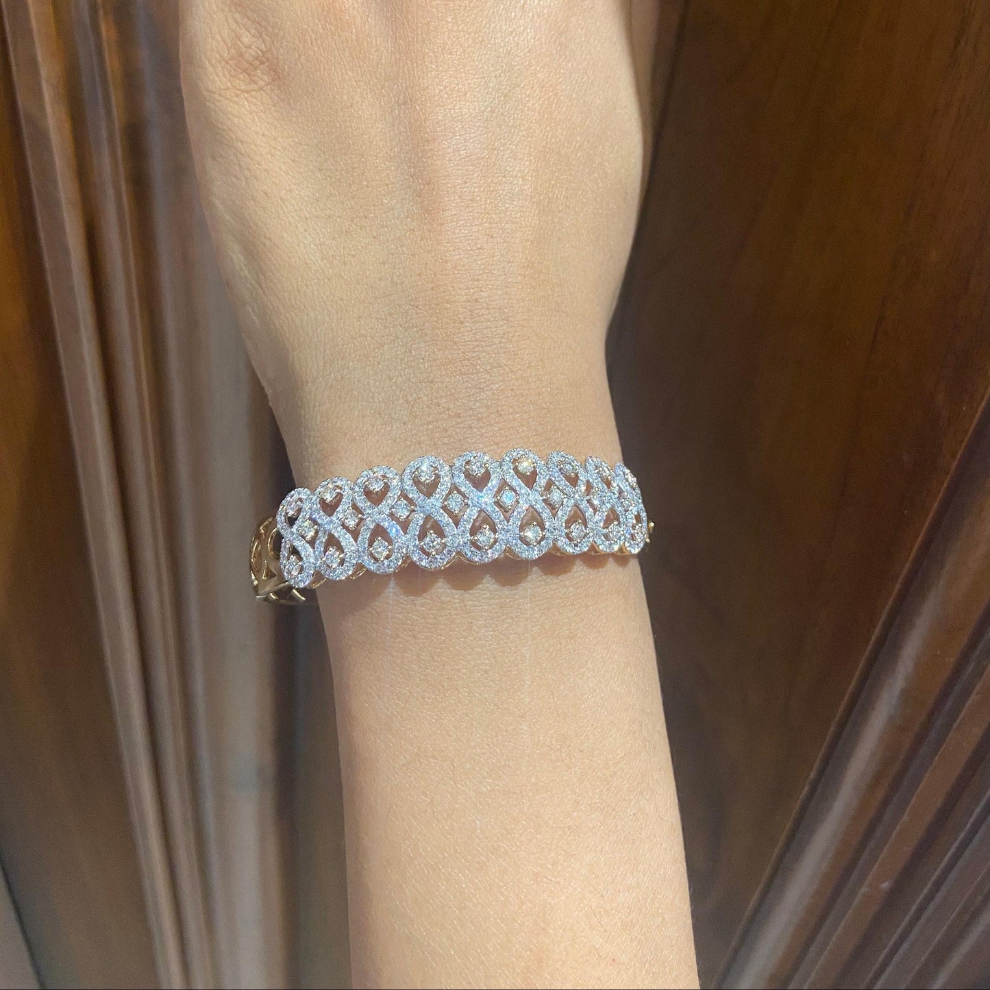 Infinity Natural Diamond Wide Bridal Bangle Bracelet