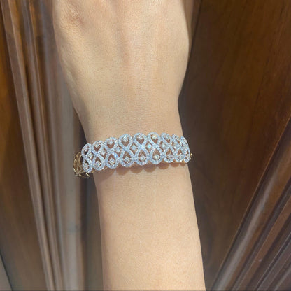 Infinity Natural Diamond Wide Bridal Bangle Bracelet