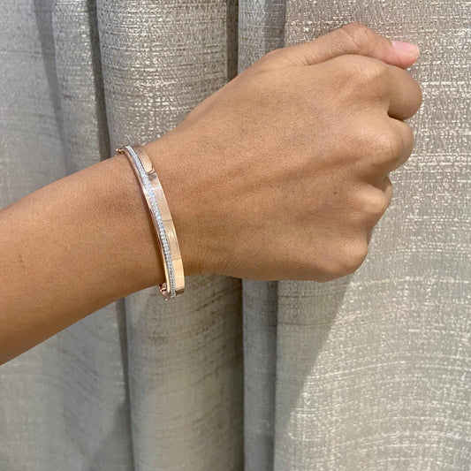 Pave Natural Diamond Broad Bangle Bracelet