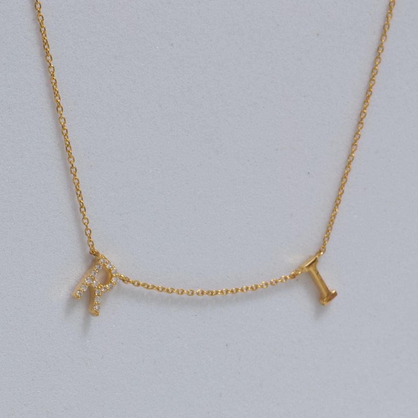 Personalized Initials Charm Diamond Necklace