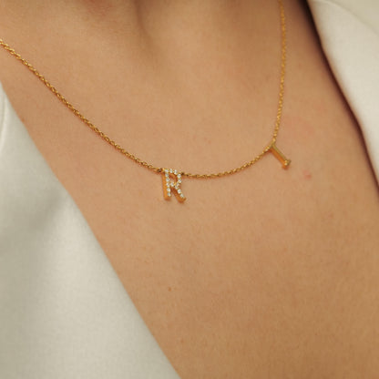 Personalized Initials Charm Diamond Necklace