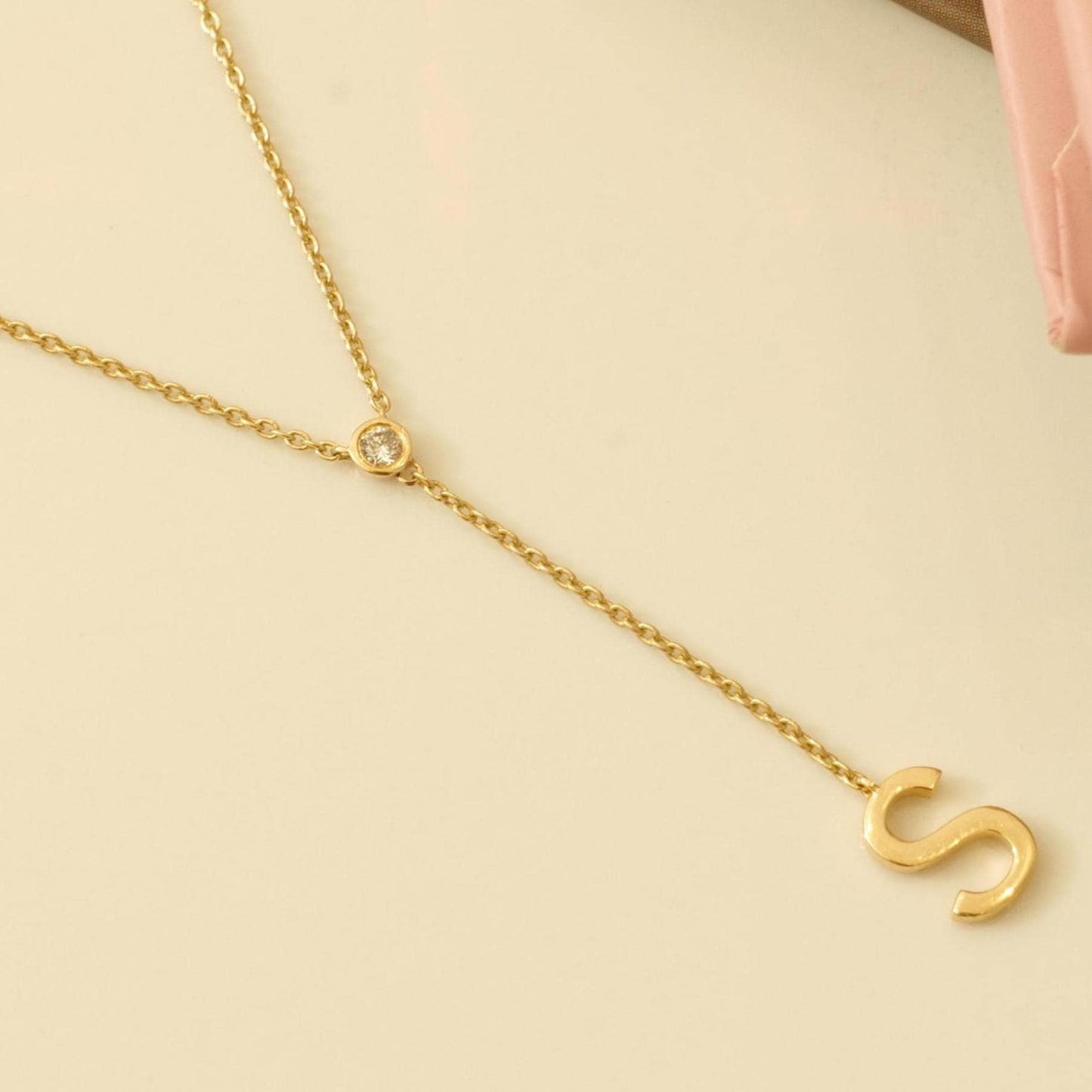 Personalized Bold Initial Lariat Diamond Necklace