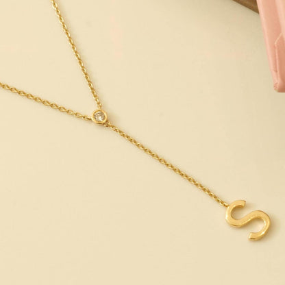Personalized Bold Initial Lariat Diamond Necklace
