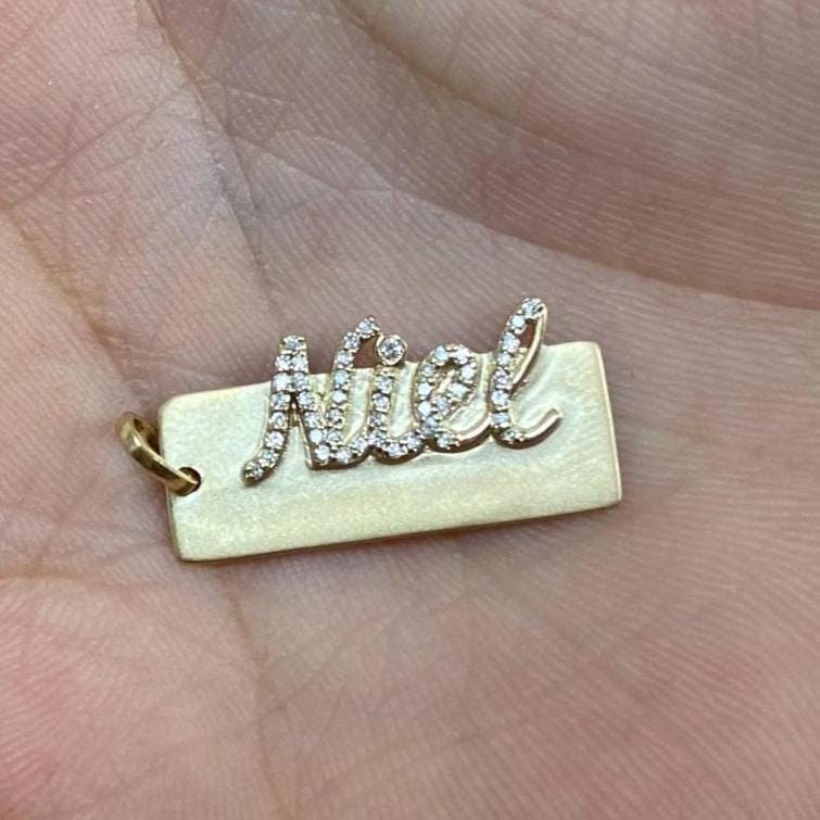 Personalized Nameplate Diamond Pendant Necklace