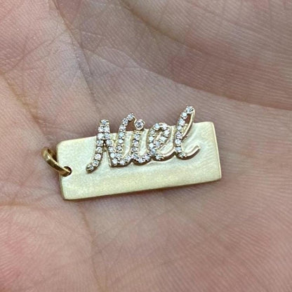 Personalized Nameplate Diamond Pendant Necklace