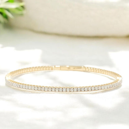 Single Row Sleek Natural Diamond Bangle Bracelet