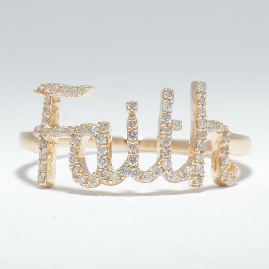 Faith Script Diamond Ring