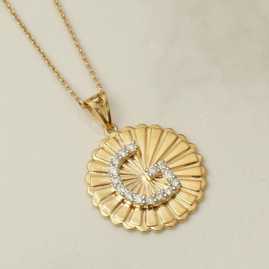 Personalized Initial Medallion Diamond Necklace