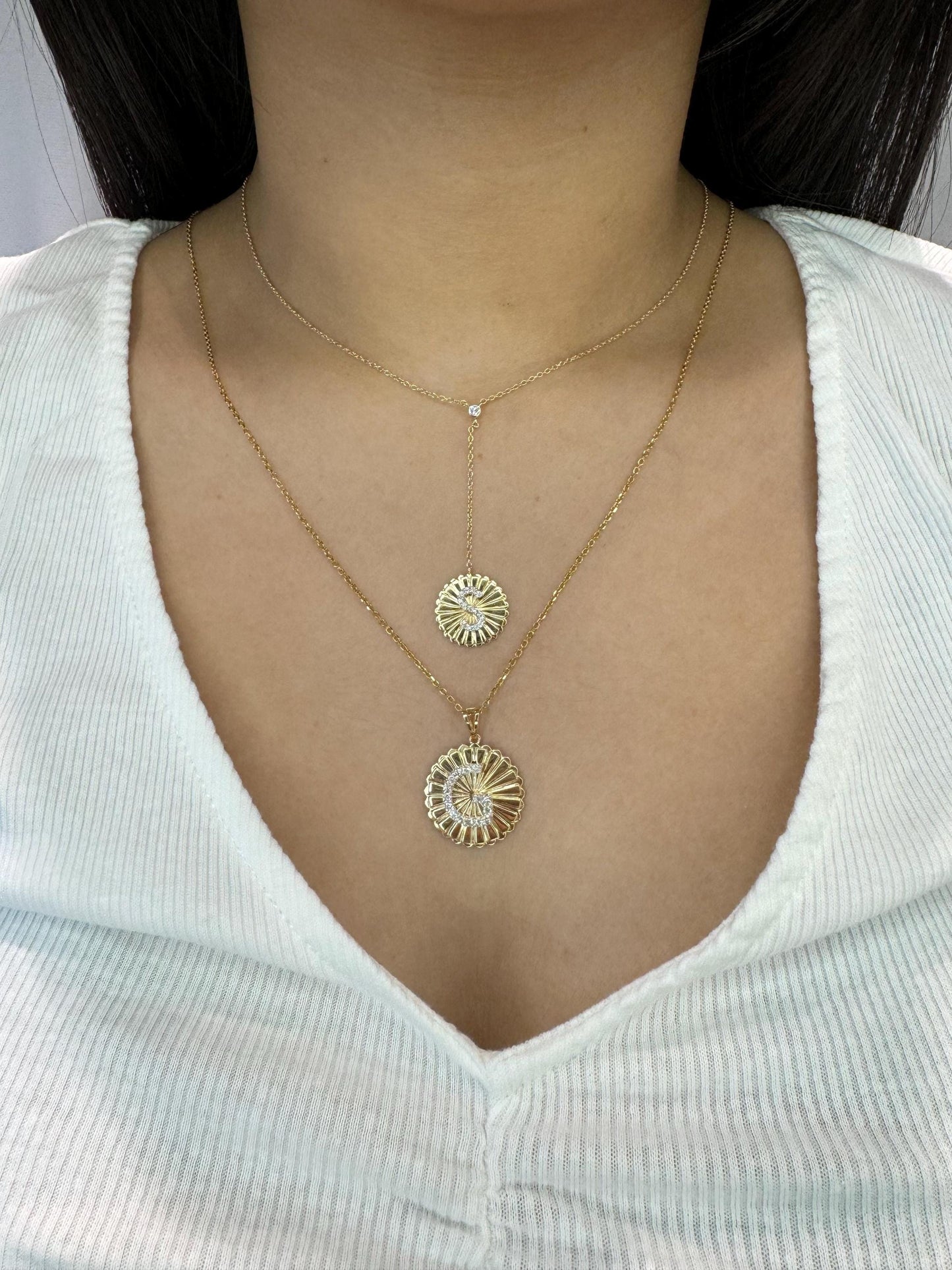 Personalized Initial Medallion Diamond Necklace