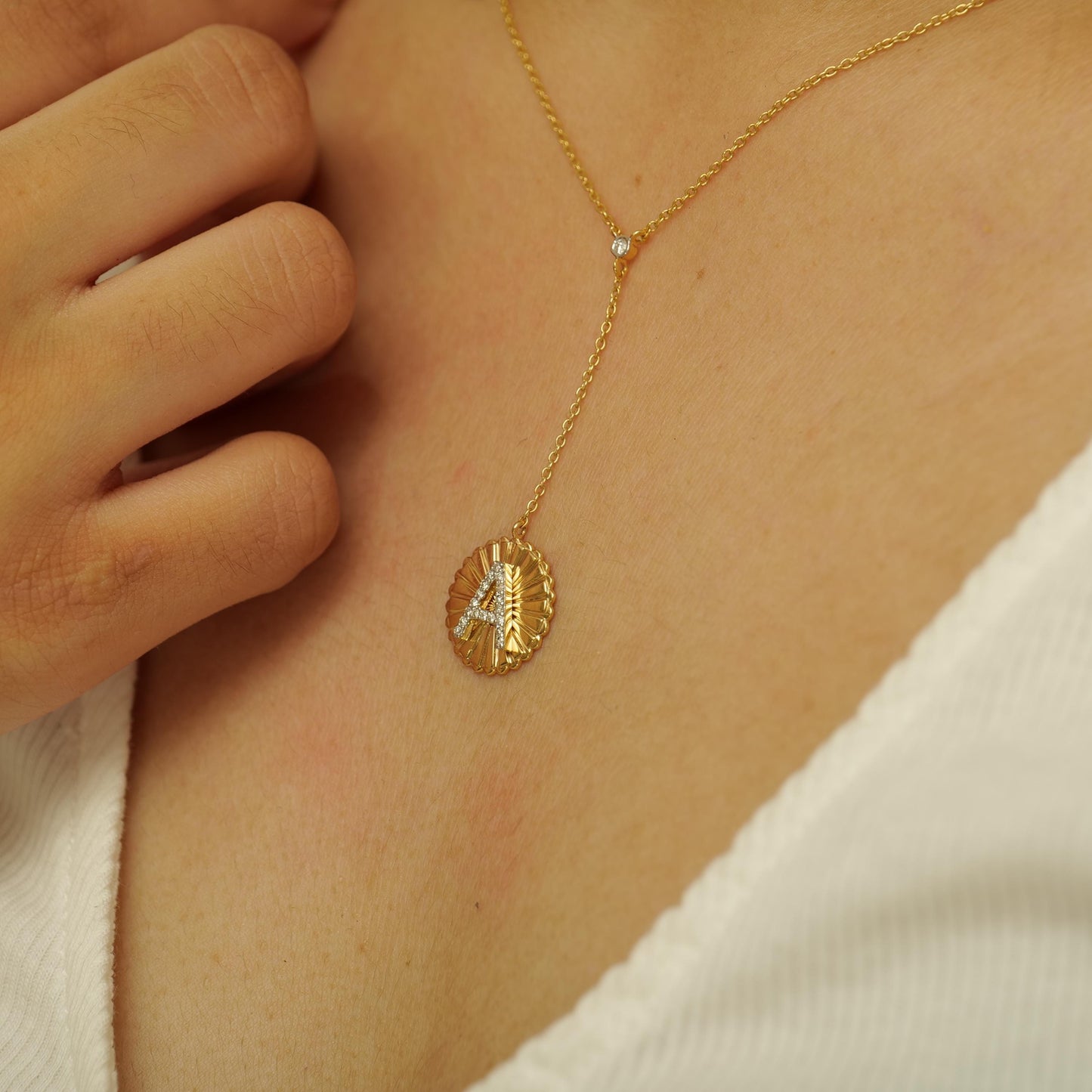 Personalized Initial Lariat Diamond Necklace