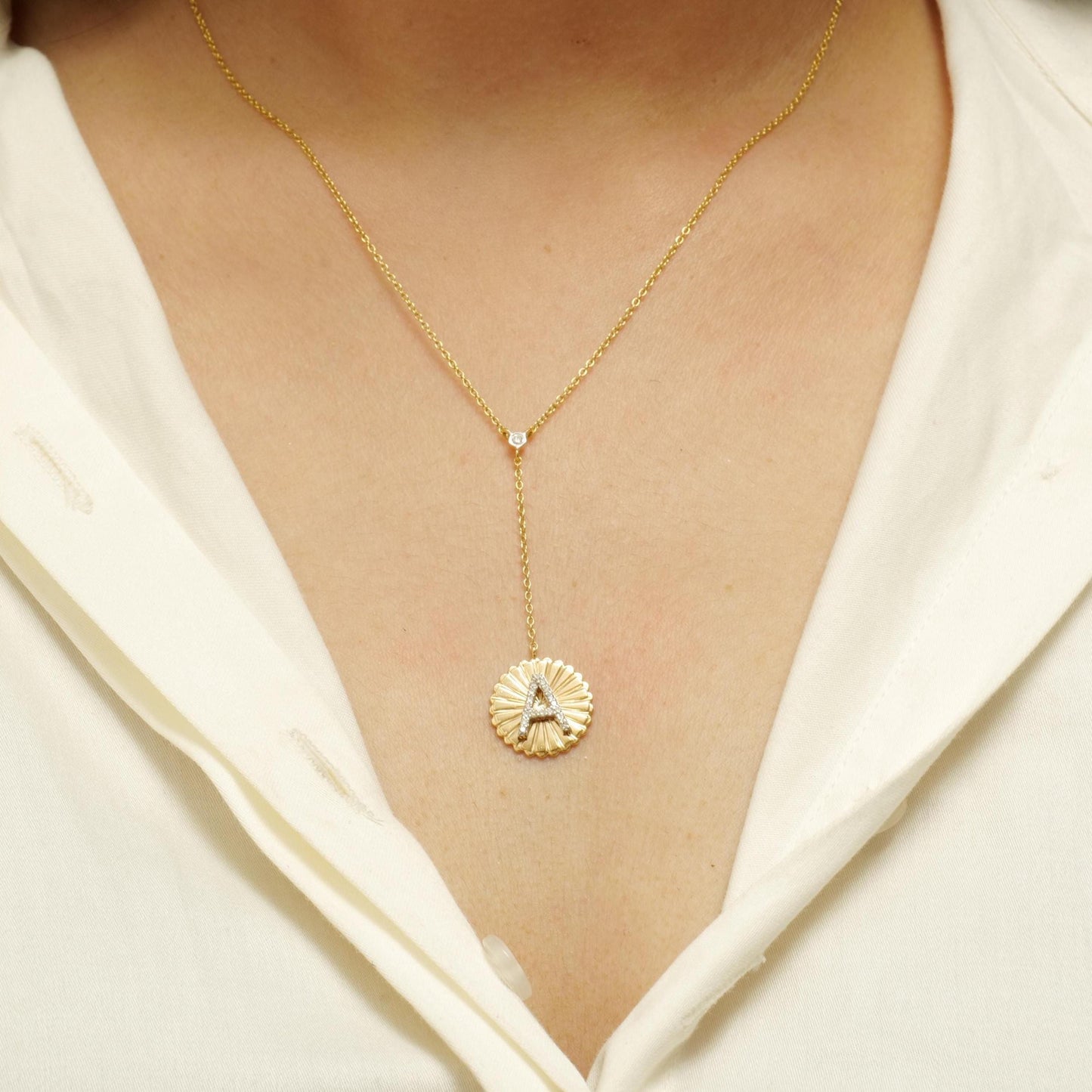 Personalized Initial Lariat Diamond Necklace
