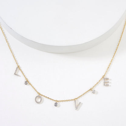 Love Dangle Diamond Drop Necklace