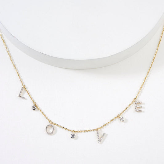Love Dangle Diamond Drop Necklace