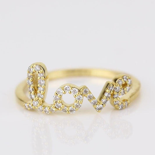 Love Script Diamond Ring