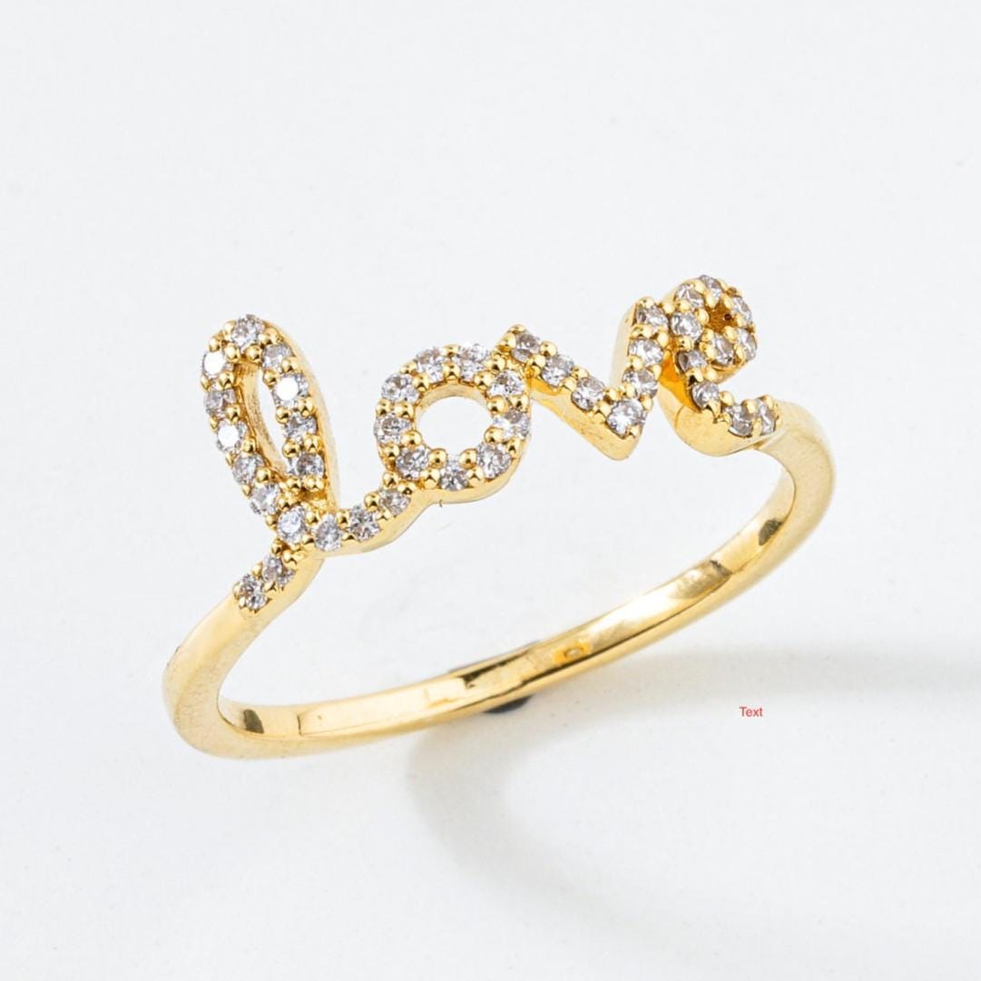Love Script Diamond Ring