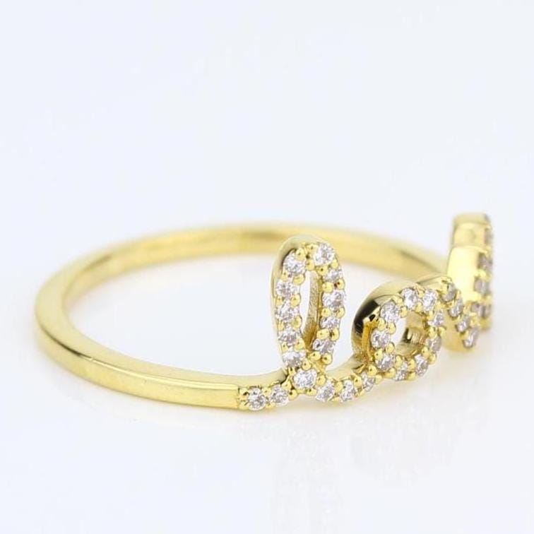 Love Script Diamond Ring