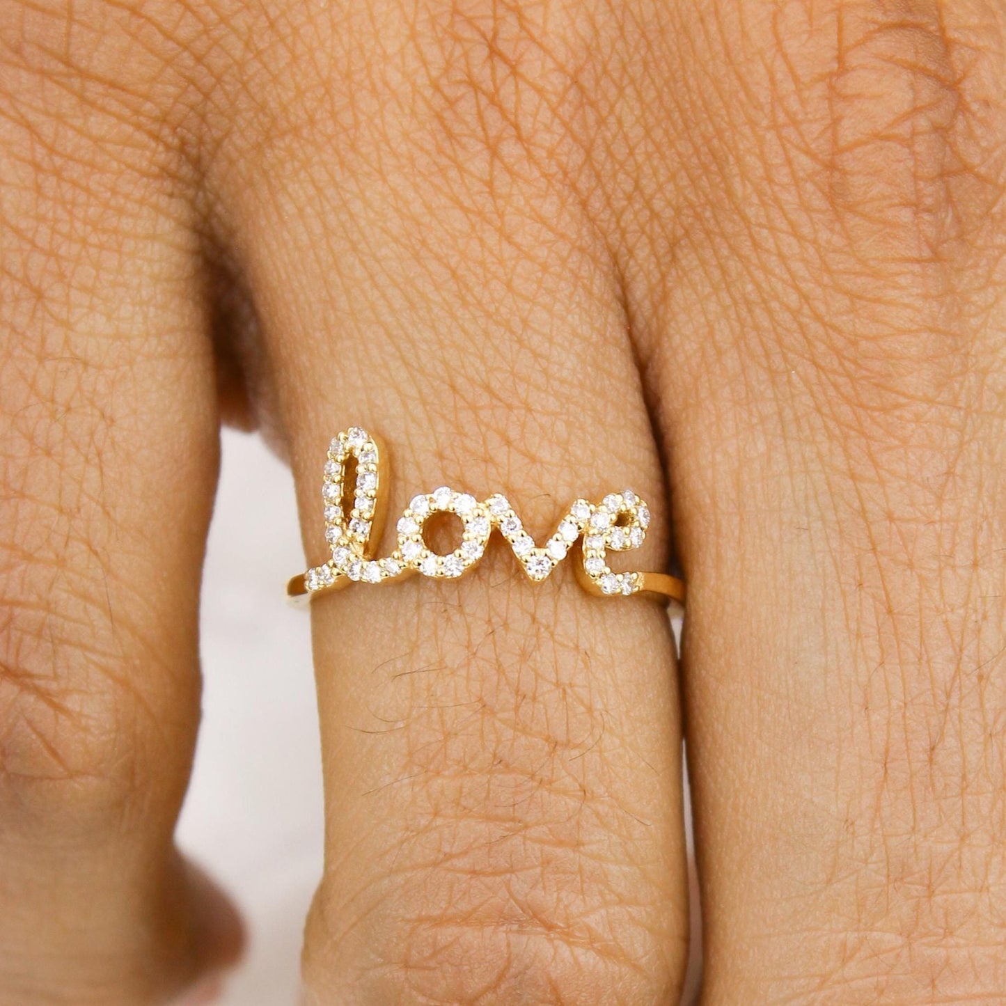 Love Script Diamond Ring