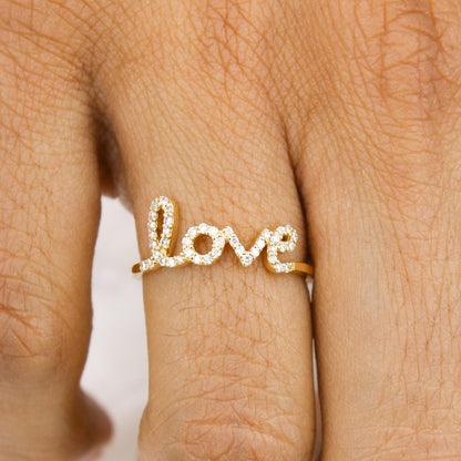 Love Script Diamond Ring