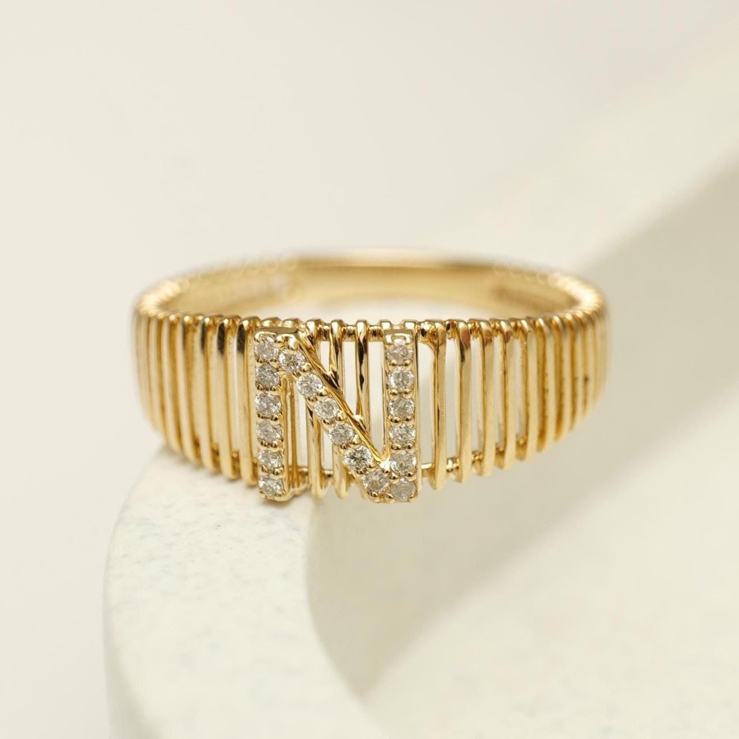 Personalized Initial Letter Diamond Ring