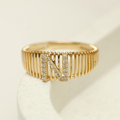Personalized Initial Letter Diamond Ring