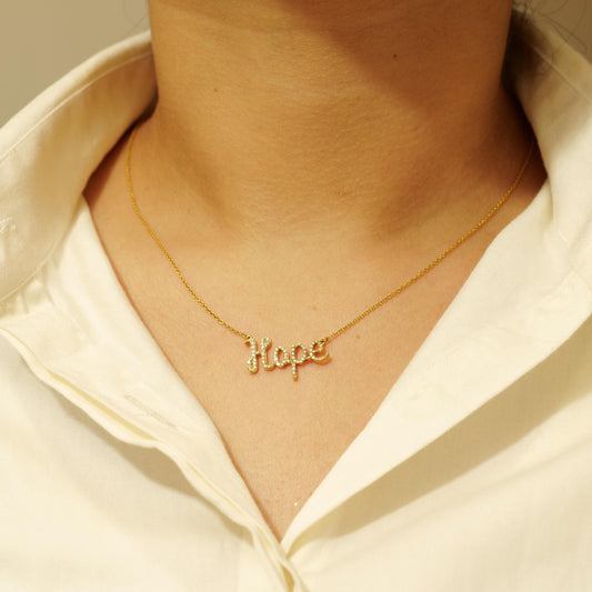 Hope Word Diamond Pendant Necklace