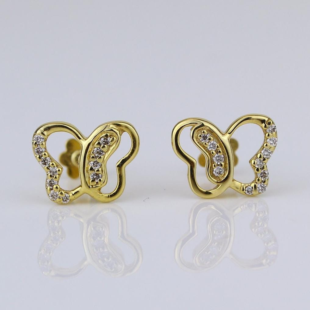Kids Butterfly Diamond Stud Earrings
