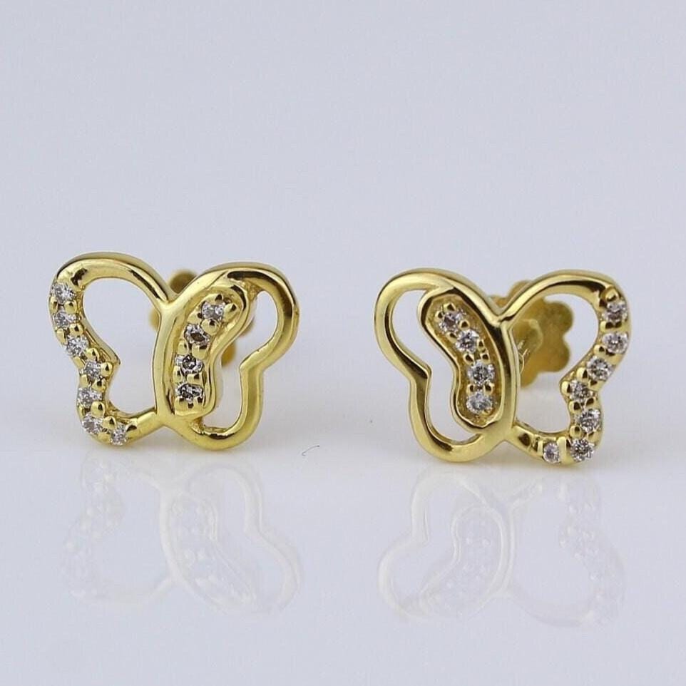 Kids Butterfly Diamond Stud Earrings