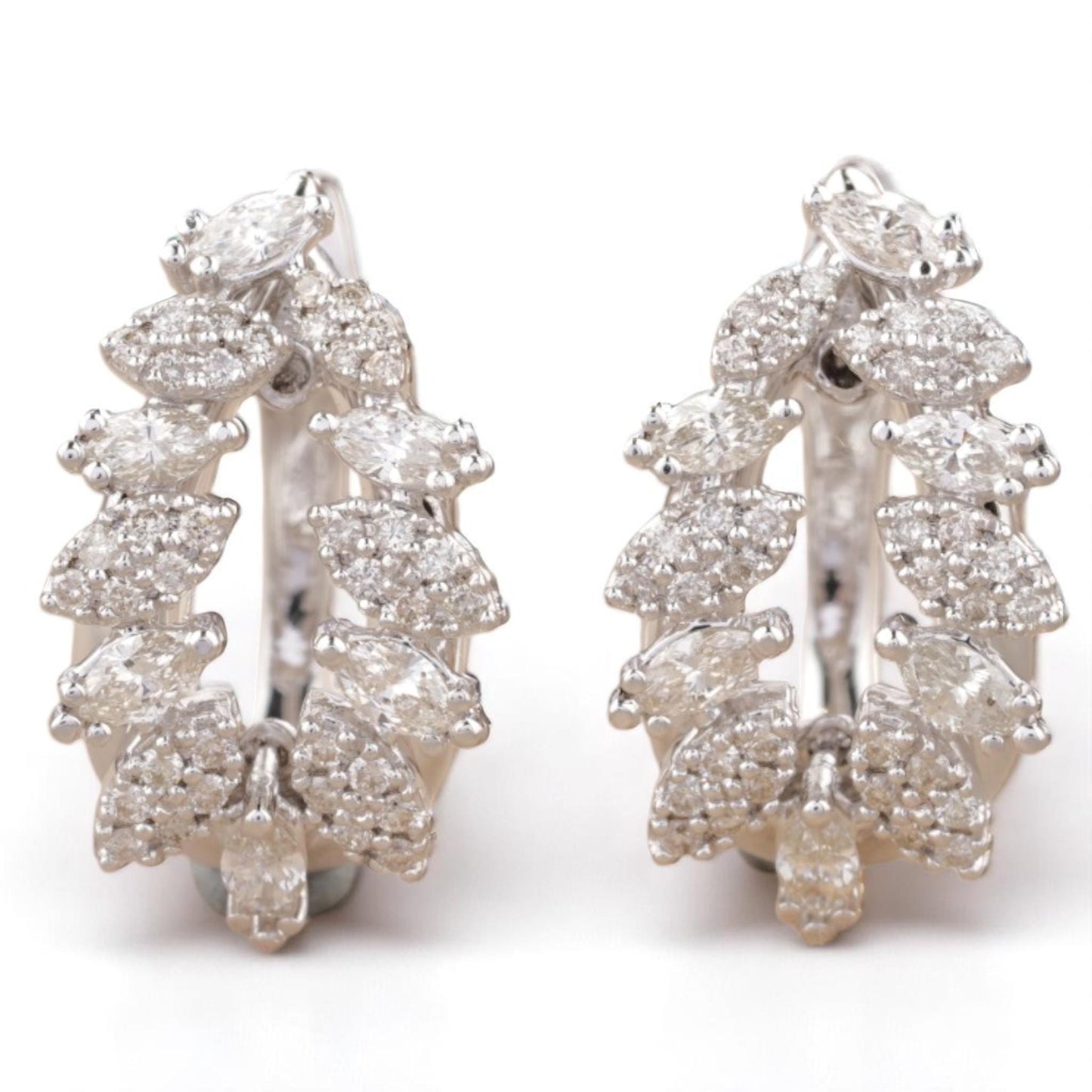 Leaves Diamond Huggie Earrings