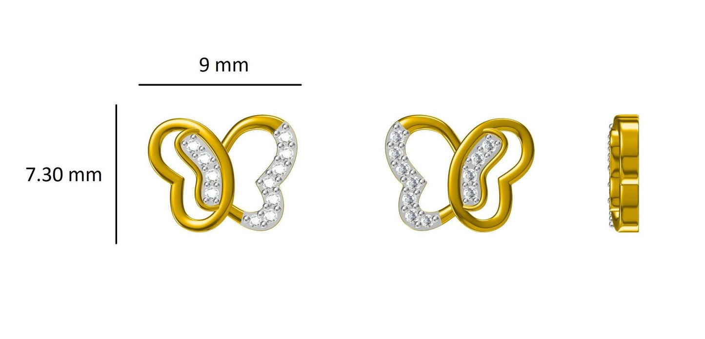 Kids Butterfly Diamond Stud Earrings