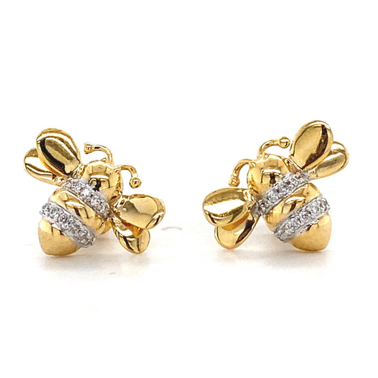 Kids Bumble Bee Diamond Stud Earrings