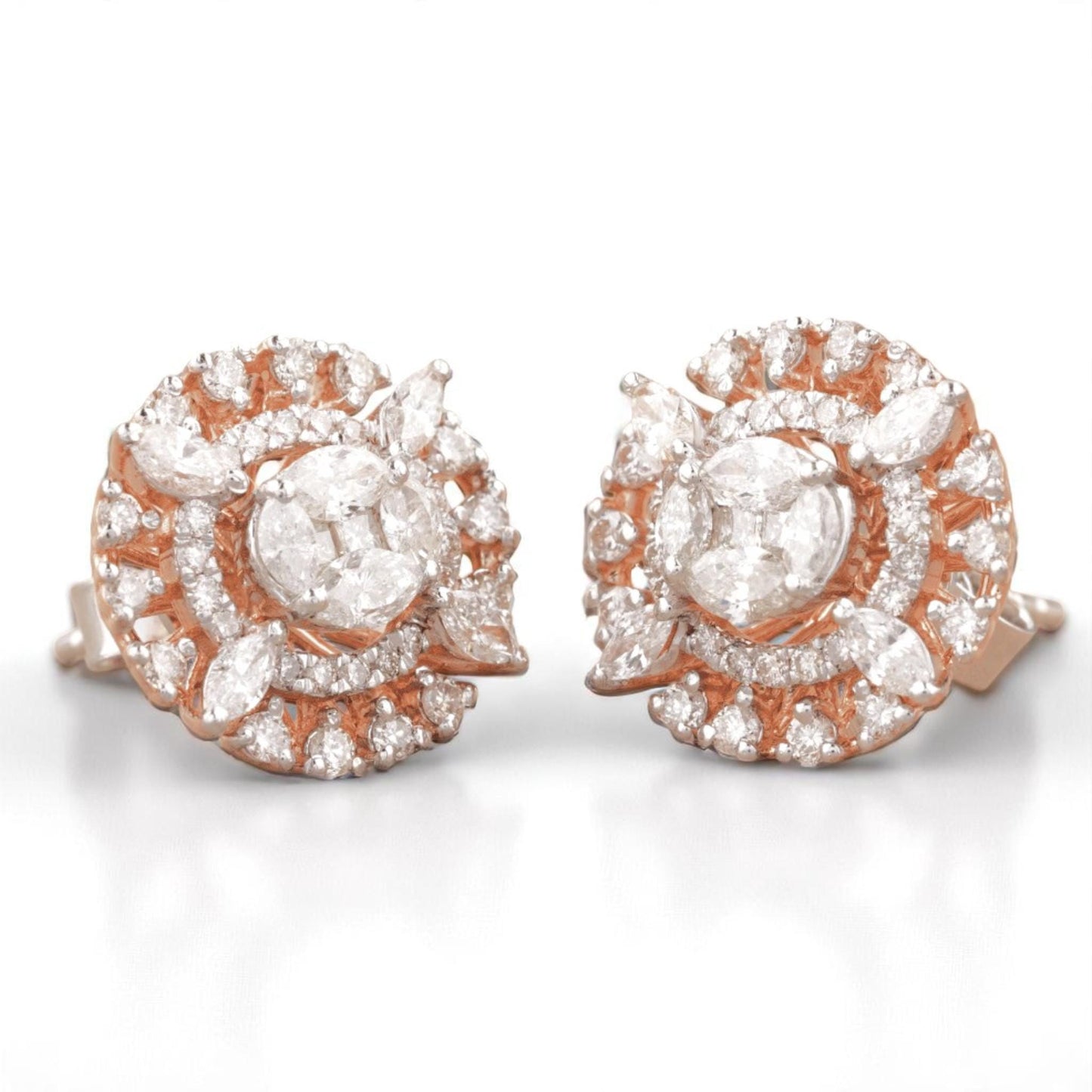 Oval Cluster Diamond Stud