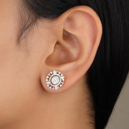 Oval Cluster Diamond Stud